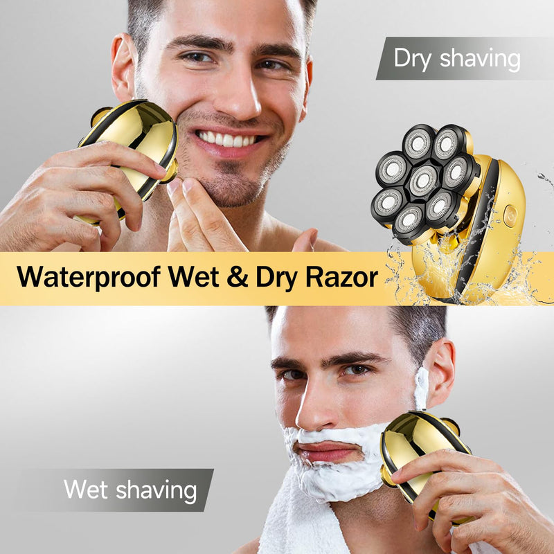 [Australia] - Head Shavers for Bald Men Multifunctional Electric Razor Rechargeable 8D Rotary Shaver Mens Balding Grooming Kit with Nose & Ear Trimmer 