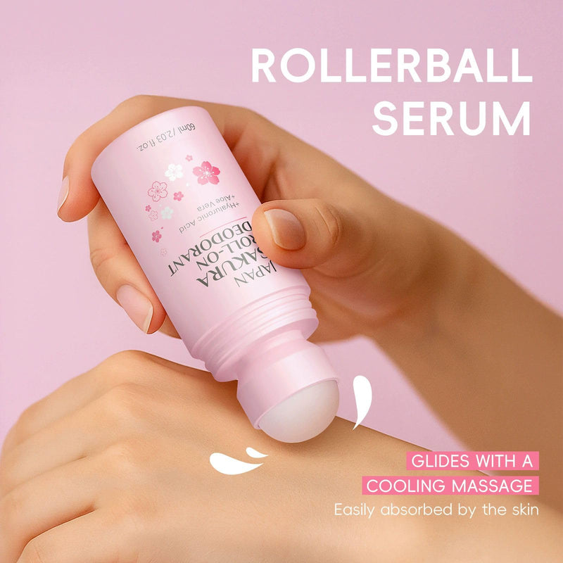 Roll-On Cherry Blossoms Deodorant Stick, Whole Body Deodorant for Women Infused with Vitamin C & Aloe, Lasting Odor & Sweat Protection, Moisturizing Gentle Formula for Smooth Skin, 60g
