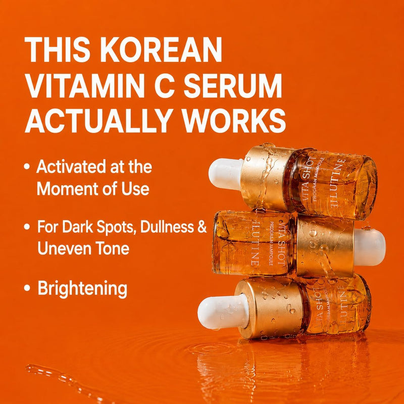 Vita-Shot Vitamin C Ampoule – Vitamin C Face Serum with Ectoine & Glyceryl Glucoside, Korean Skincare Ampoule for Daily Use 0.23 Fl Oz (Pack of 2)