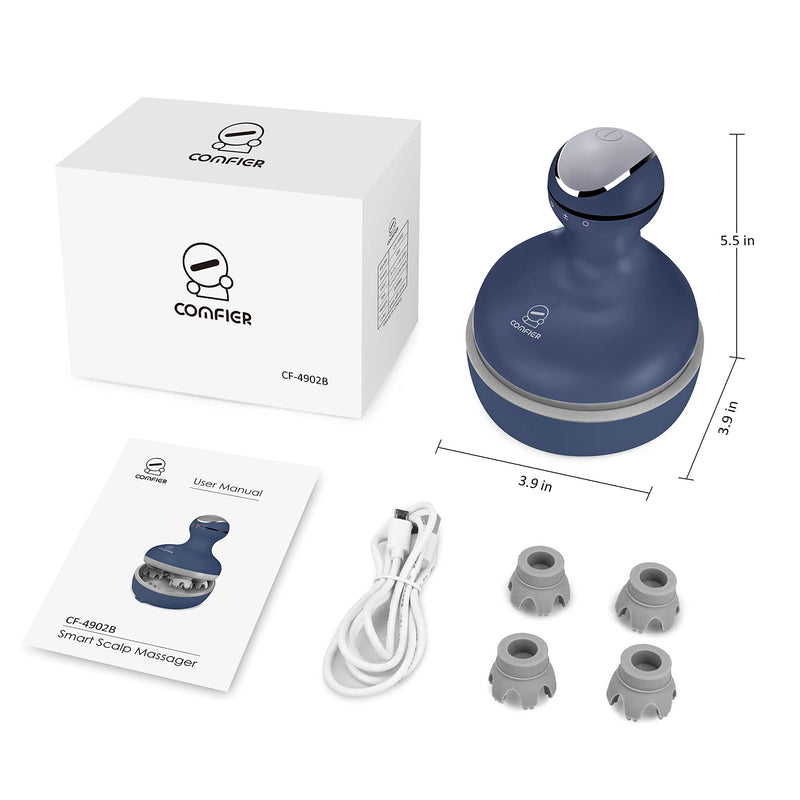 COMFIER Cordless Electric Scalp Massager with Mutlti-Modes Vibration, Handheld Cat Head Massager for Pets, Portable Dog Head Massage for Deep Clean and Stress Relax Blue