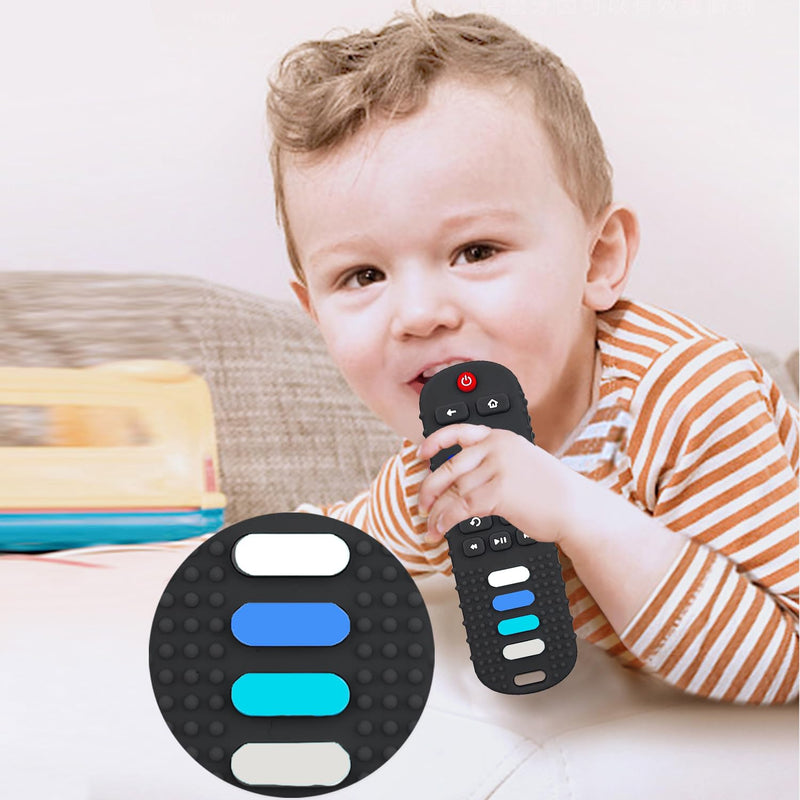 [Australia] - 2-Pack Baby Teething Toys-TV Remote Control Shape Silicone Infants Teething Toys for Babies 0-18 Months,BPA-Free (2packs-Black) 2packs-Black 
