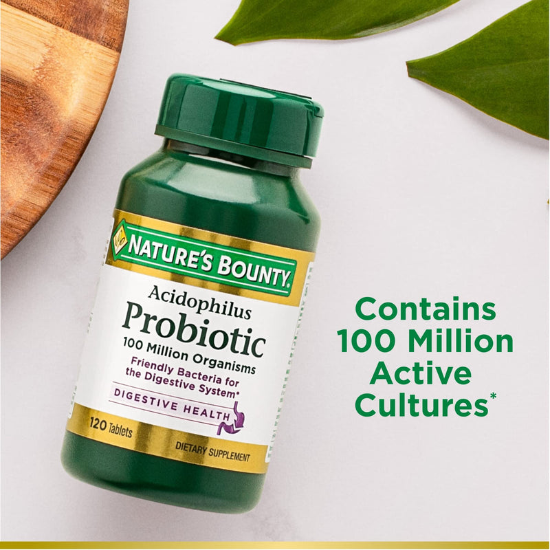 [Australia] - Nature's Bounty Acidophilus Probiotic, Daily Probiotic Supplement, Supports Digestive Health, Twin Pack, 100 Count (Pack of 2) Unflavored 100 Count (Pack of 2) 