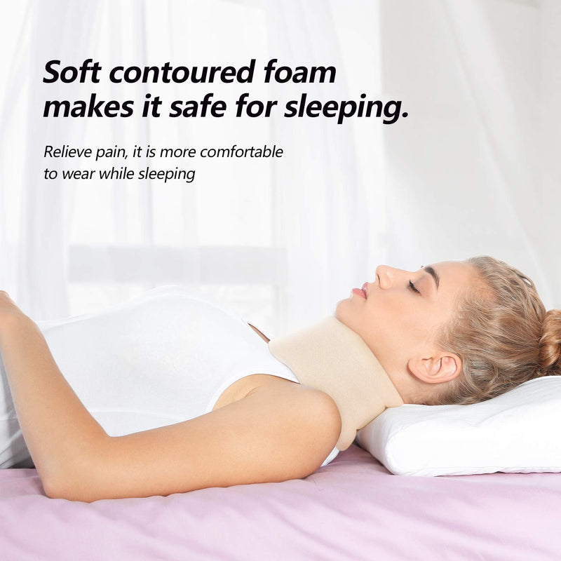 [Australia] - Cozyhealth Soft Foam Neck Support Universal Neck Brace Adjustable Neck Support for Sleeping Relieves Neck Pain and Spinal Pressure (White, 2.5" Deep Collar, M) 