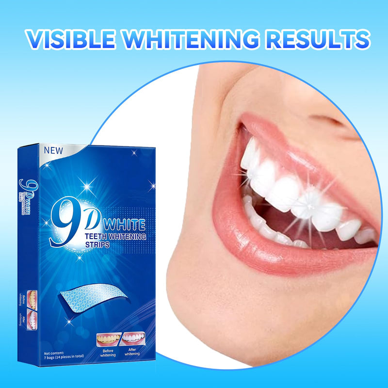 Teeth-Whitening Strips for Sensitive Teeth - 9D Teeth Whitening Kit Professional Effects, Teeth Whitener for Enamel Safe, 14 White Strips (7 Day Treatment) Remove Stains for a Brighter Smile, Mint 14 Count (Pack of 1)