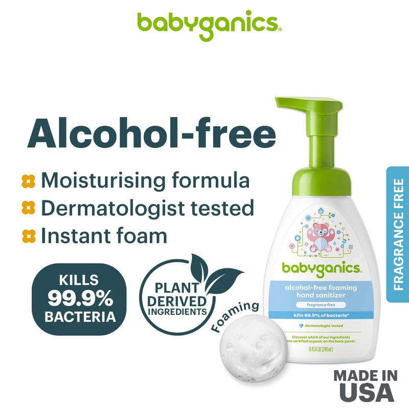 [Australia] - Babyganics Alcohol-Free Foaming Hand Sanitizer, Pump Bottle, Fragrance Free, 8.45 oz, Packaging May Vary 