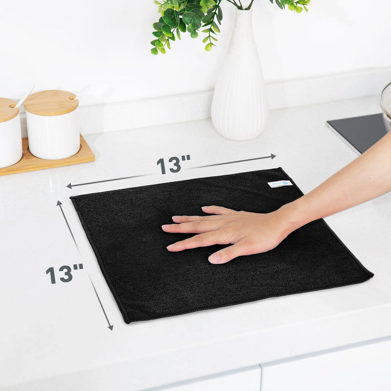 [Australia] - Black Microfiber Cleaning Cloth 13"x13", Ultra Soft Absorbent Microfiber Cleaning Rags for Housekeeping Cleaning Supplies, Lint Free Reusable Cleaning Cloths for House Washable, Pack of 12 Black 