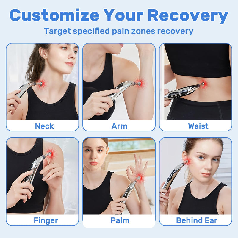 [Australia] - Acupuncture Pen, 5-in-1 Electronic Acupuncture Pen Pain Relief Therapy Rechargeable Powerful Meridian Energy Massage Pen Relief Pain Tools, White 