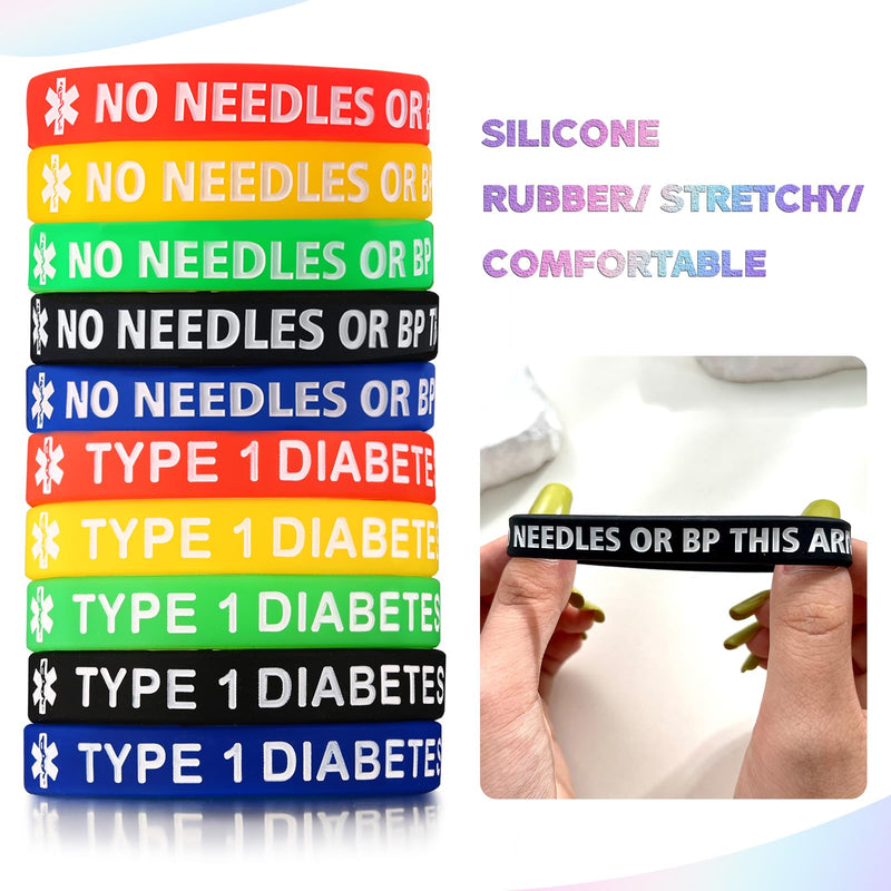 [Australia] - XUANPAI 5 Pack Rubber Silicone Sport Medical Emergency Alert ID Bracelets Wristband for Men Women Kids NO Needles OR BP This ARM 