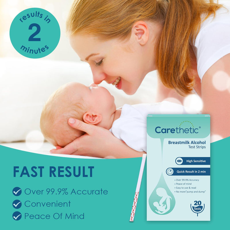 [Australia] - Breastmilk Alcohol Test Strips, Quick & Highly Sensitive Alcohol Detection with Accurate Results at Home - Individually Sealed Pack, Results in 2 Min (20-Pack) 