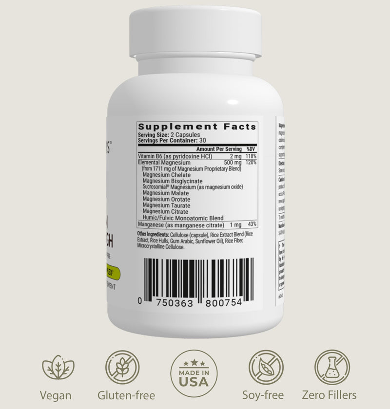 [Australia] - BIOptimizers Magnesium Breakthrough Complex Supplement with 7 Forms of Mg: Glycinate, Malate, Citrate, and More - Natural Support for Sleep and Cognitive Function - 60 Capsules- Calming Vitamins Unflavored 60 Count (Pack of 1) 