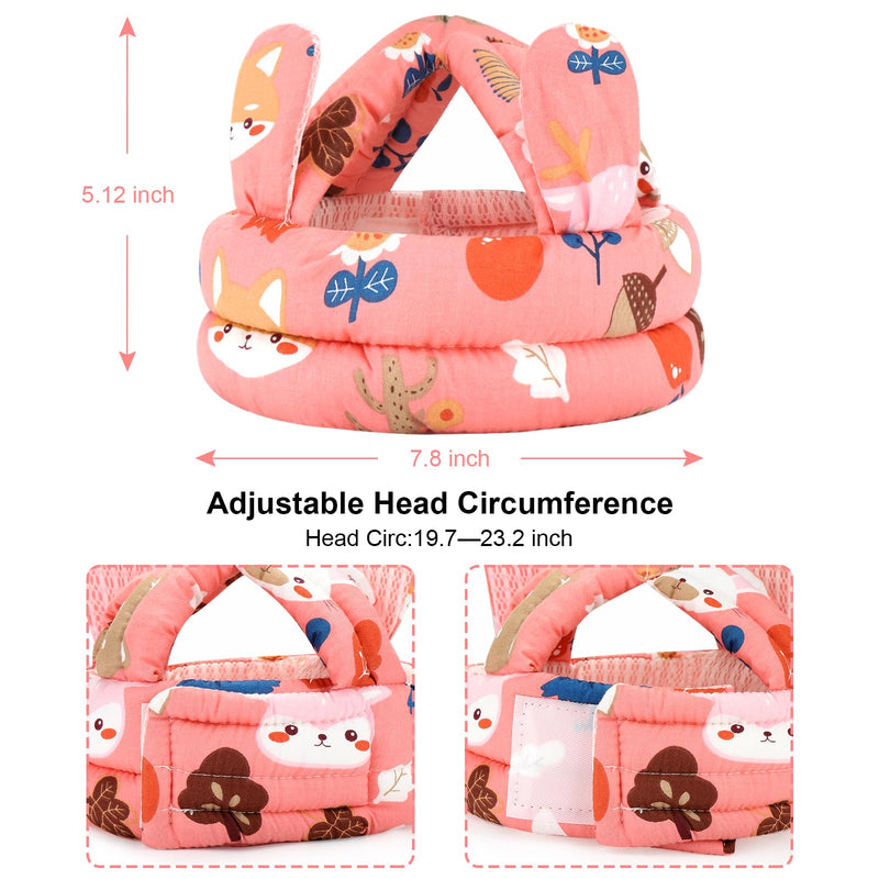 [Australia] - Baby Head Protector with Jaw Guard, Accmor Cute Baby Helmet for Crawling Walking Running, Breathable Protective Cap Infant Baby Headguard Soft Cushion, Anti-Collision Toddler Helmets for 6m-24m Girls Pink 