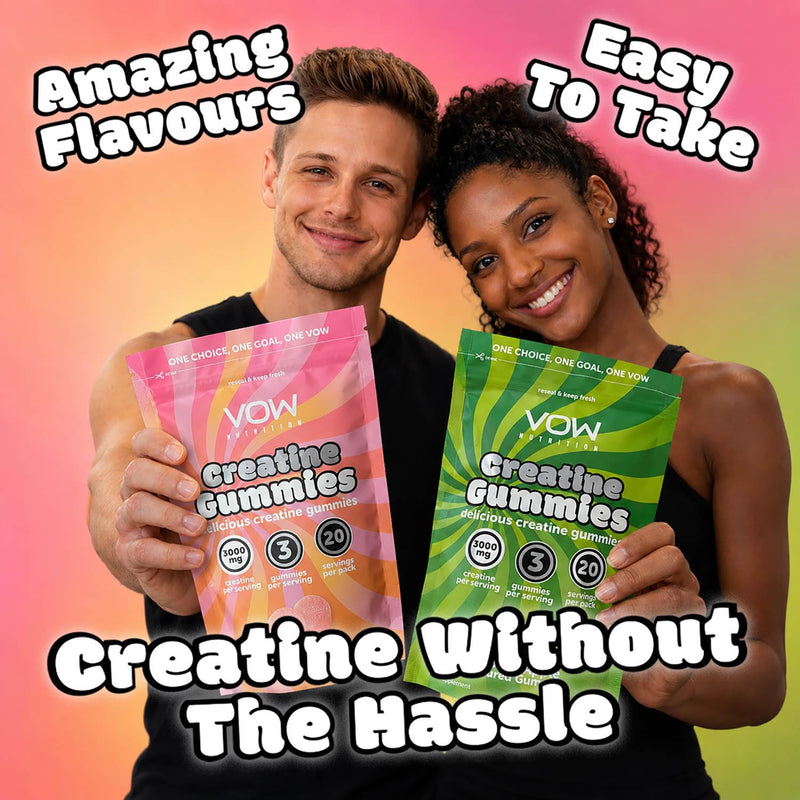 Vow Nutrition Creatine Gummies, 60 Gummys, Sour Apple, Creatine Monohydrate 3000mg (Sour Apple)