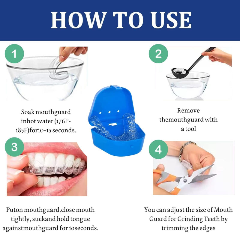 [Australia] - Mouth Guard for Clenching Teeth at Night, Night Guards for Teeth Grinding, Mouth Guard for Grinding Teeth at Night, Reusable Teeth Grinding Mouth Guard, Mouthguards for Grinding of Teeth (4 Piece Set) 