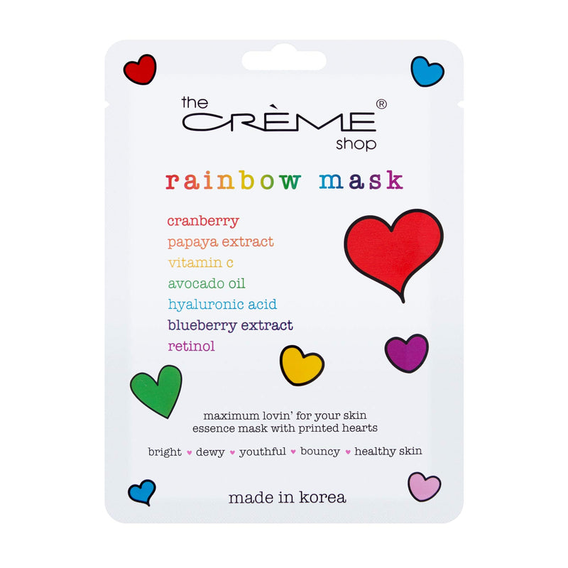 The Crème Shop Rainbow Sheet Mask (Pack of 3) | Fruit Extracts, Vitamins, Hyaluronic Acid & Retinol - Promotes Dewy, Youthful, Bouncy Skin
