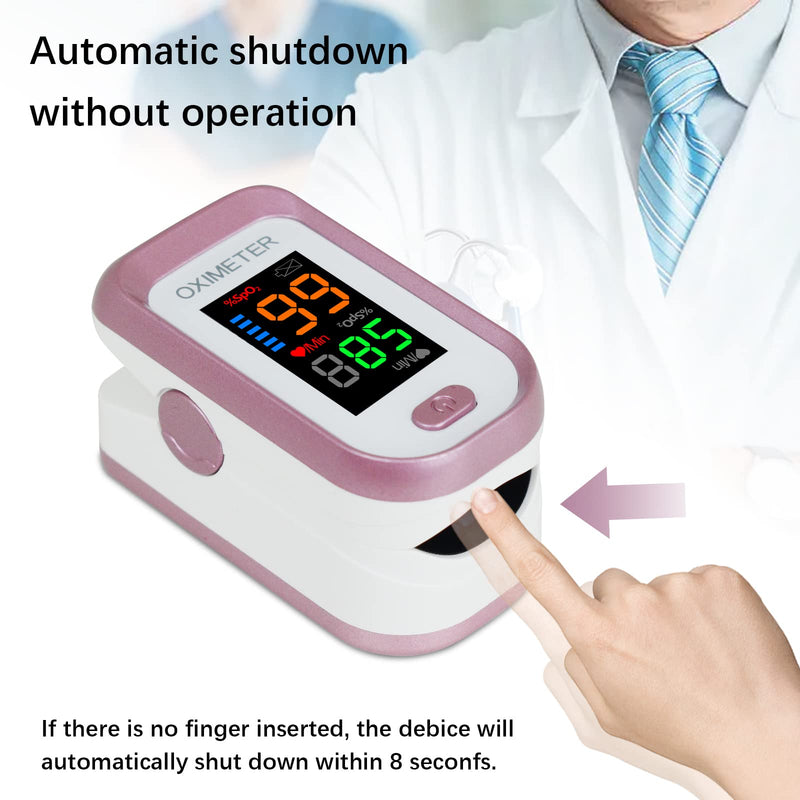 [Australia] - Pulse Oximeter Fingertip, Heart Rate Monitor with Large LED Screen, Blood Oxygen Saturation Meter for Adults with Carrying Lanyard, Accurate Fast Reading【Rose gold】 Rose Gold 
