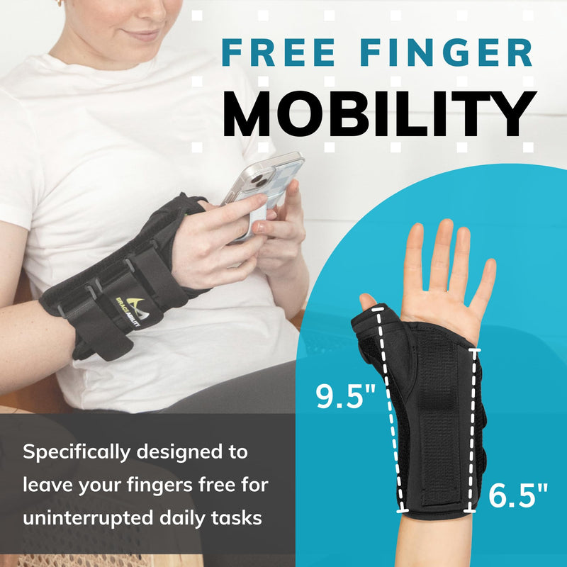 BraceAbility Wrist and Thumb Spica Splint - De Quervain's Tenosynovitis Long Forearm Cast Stabilizer for Tendonitis, Sprains, Thumb Brace for Arthritis Pain and Support - (XS Right Hand) X-Small
