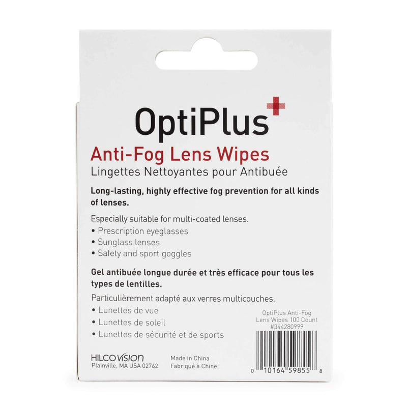 [Australia] - OptiPlus Anti Fog Pre-Moistened Cleaning Wipes for Glasses, Screens, Lenses - Quick-Dry, Scratch-Free, 100 Count 