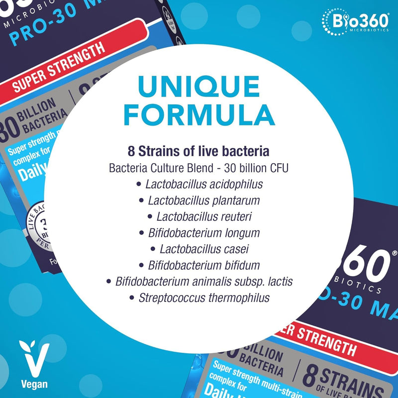 Natures Aid Bio360 Pro-30 MAX (30 Billion Bacteria), 30 Capsules (Pack of 5), 148.0 g | 30 Billion Bacteria, 30 Capsules per Pack, 150 Capsules Total