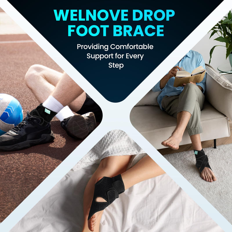 Welnove AFO Drop Foot Brace – Arch Support for Walking, Stabilizes Lower Limbs from Foot Drop, MS, TBI, Cerebral Palsy