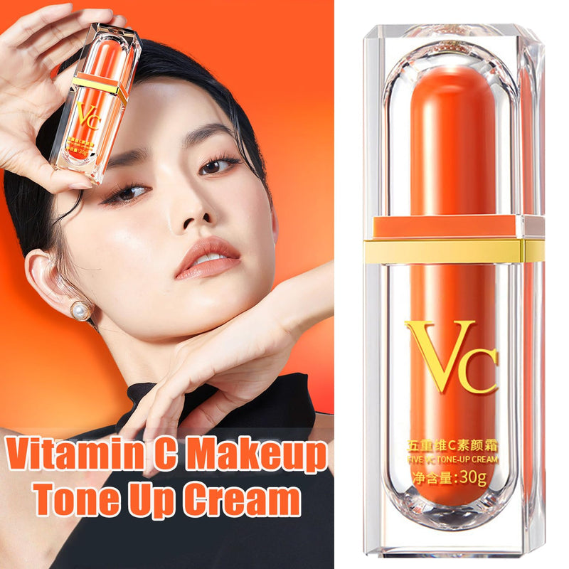 XIRUJNFD Vitamin C Makeup Tone Up Cream, Five Vitamin C Tone-Up Cream, Multi 4-In-1 Face, Concealer, Face Primer and Makeup (1) 1