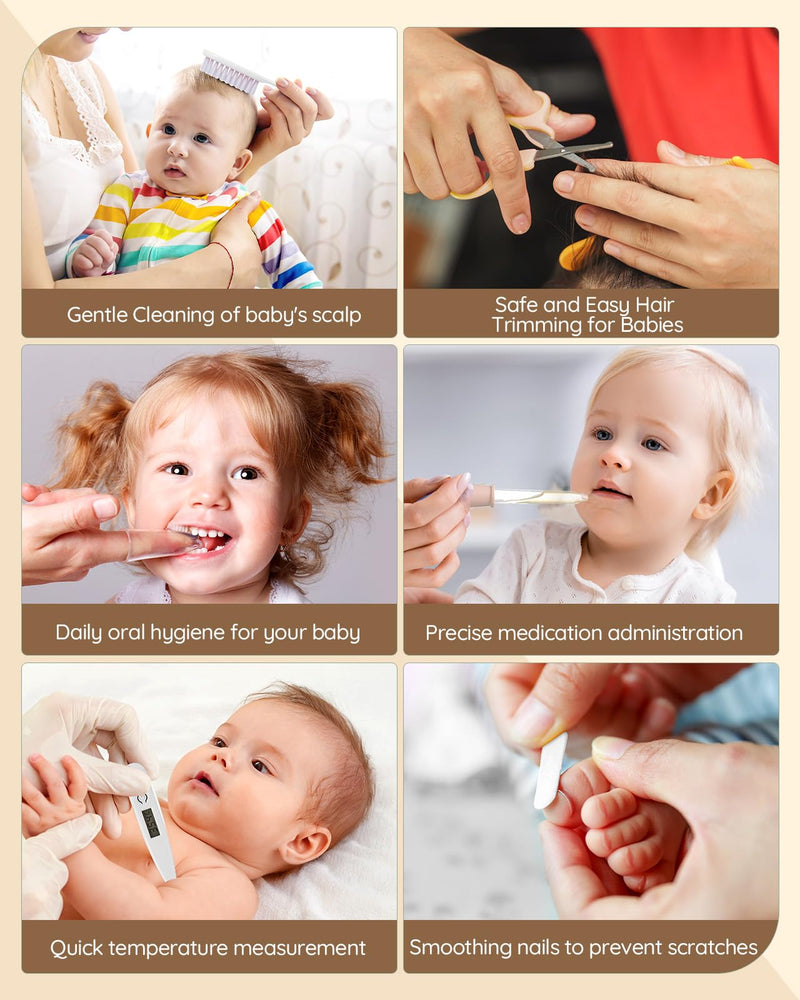[Australia] - Lilian&Gema Baby Healthcare and Grooming Kit, 28-in-1 Rechargeable Nail Trimmer Electric Set, Dual Auto Light Baby Nail Care Kit, Portable Newborn Nursery Health Care Set for Infant Toddlers Boy Girl Brown 