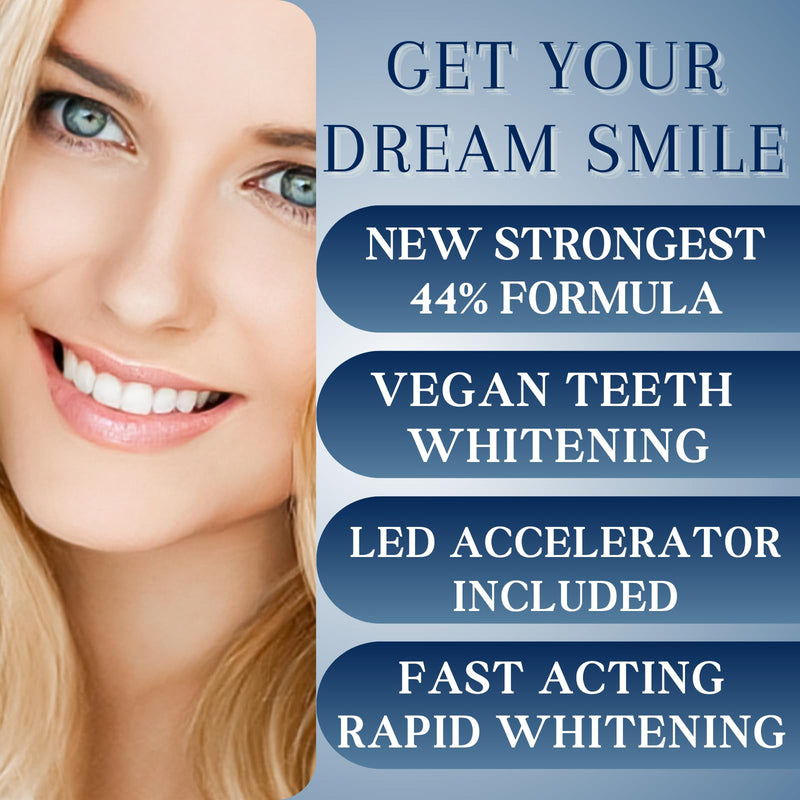 [Australia] - Teeth Whitening Kit 10 Syringes Strongest 44% Carbamide Peroxide Vegan Teeth Whitening Gel, Light and Teeth Bleaching Trays Included 