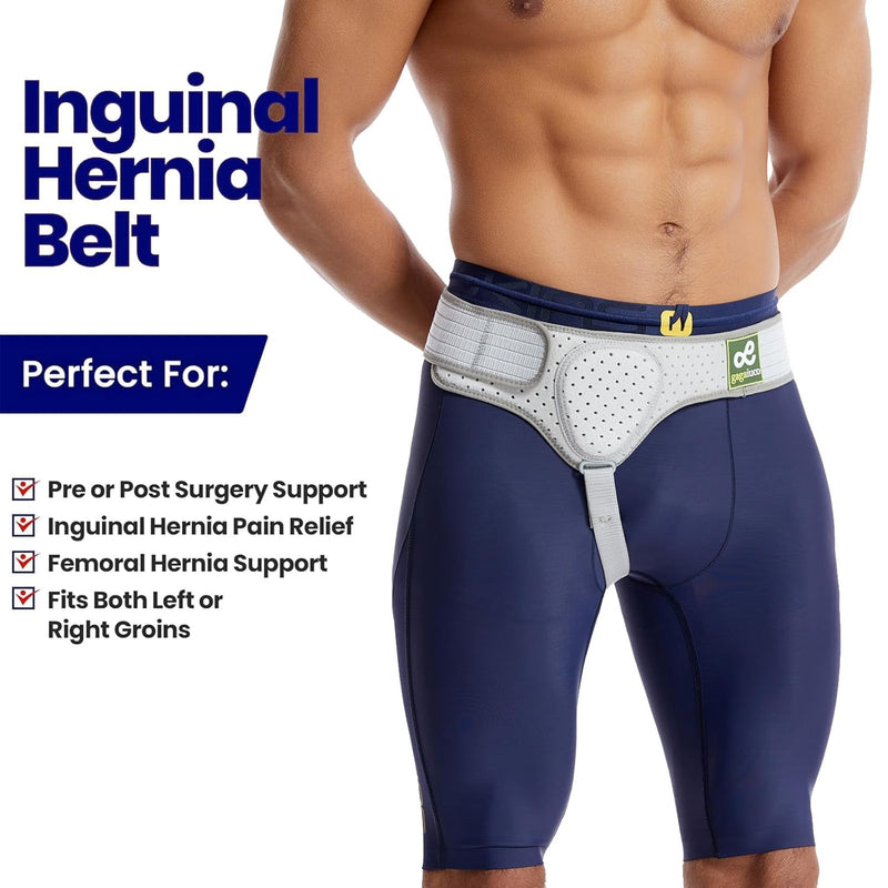 Inguinal Hernia Belt I For right or left side I Hernia Belt I Postoperative Men's Inguinal Hernia Support Belt for Inguinal Hernia | Adjustable Elasticity-S Small 1
