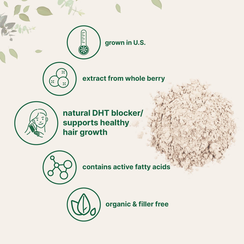 [Australia] - Sustainably US Grown, Organic Saw Palmetto Powder, 4 Ounce, with Active Fatty Acid, Pure Saw Palmetto Prostate & Hair Growth Supplement, Healthy Urination Frequency & Hair Loss Blocker Supplement 