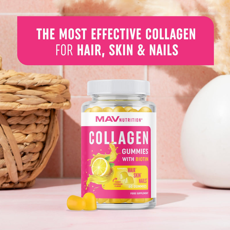Collagen Gummies for Women | 200mg Hydrolyzed Collagen + 2500mcg Biotin, with Vitamin C, E & Zinc | Anti Aging, Hair Growth, Skin, Strong Nails | Non-GMO Collagen Supplements for Women | 60 Count