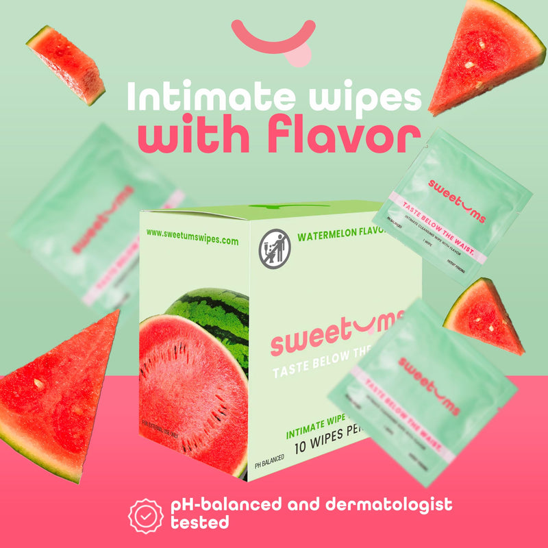 [Australia] - Feminine Wipes For Women, Individually Wrapped - pH Balanced Flavored Intimate Wipes - Pack of 10 (Watermelon) Watermelon 1 Count (Pack of 10) 