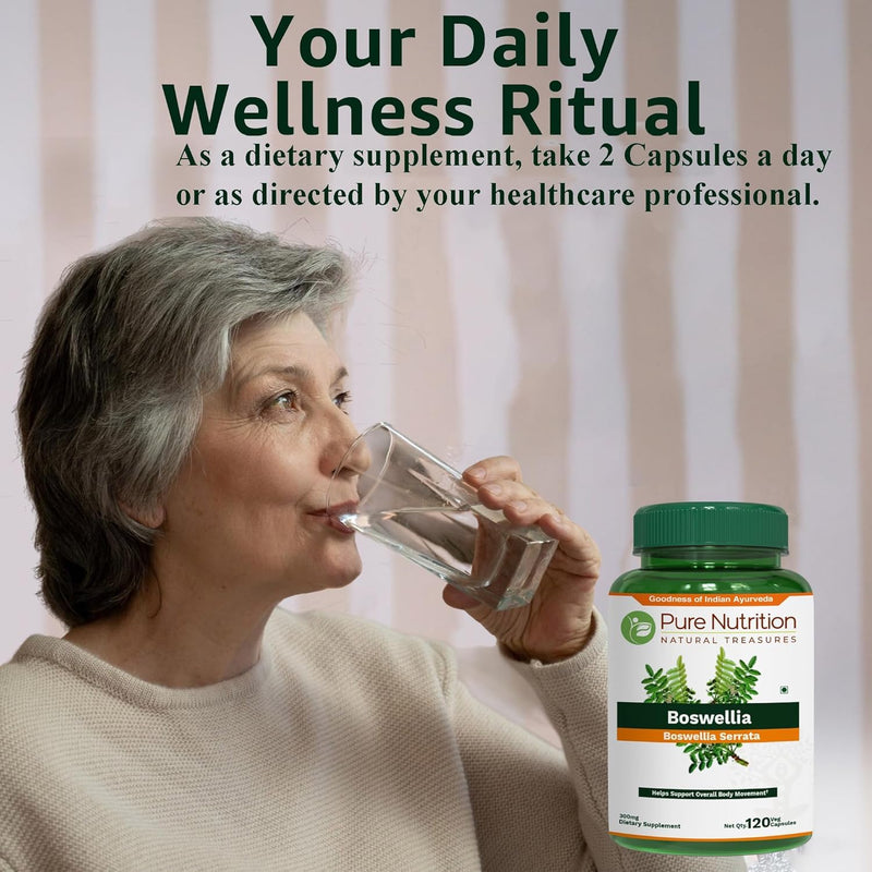 Pure Nutrition Boswellia Serrata 15:1 Extract 600mg | 120 Cap | Min 65% Boswellic Acids | Each Serving Offer 600mg 15:1 Extract Equivalent to 9000mg Raw Boswellia Powder | Non-GMO 120 count (Pack of 1)