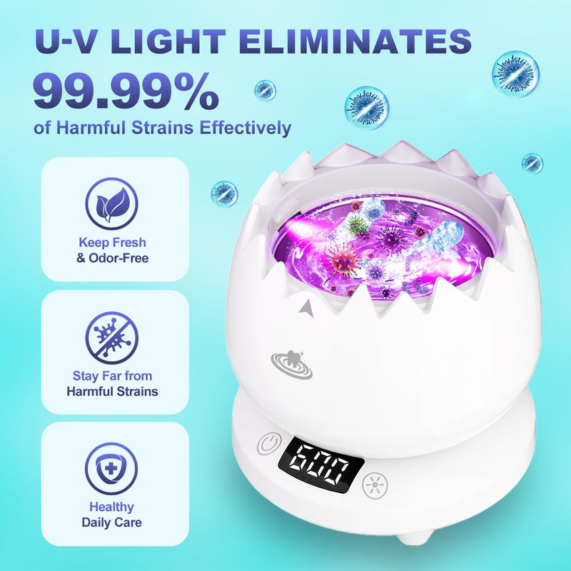[Australia] - Ultrasonic Retainer Cleaner, 45kHz Denture Cleaner Machine, 4 Cleaning Modes, Removable Base, Dental Cleaning Pod for Mouth Guard/Night Guard/Braces/Aligner/Jewelry 