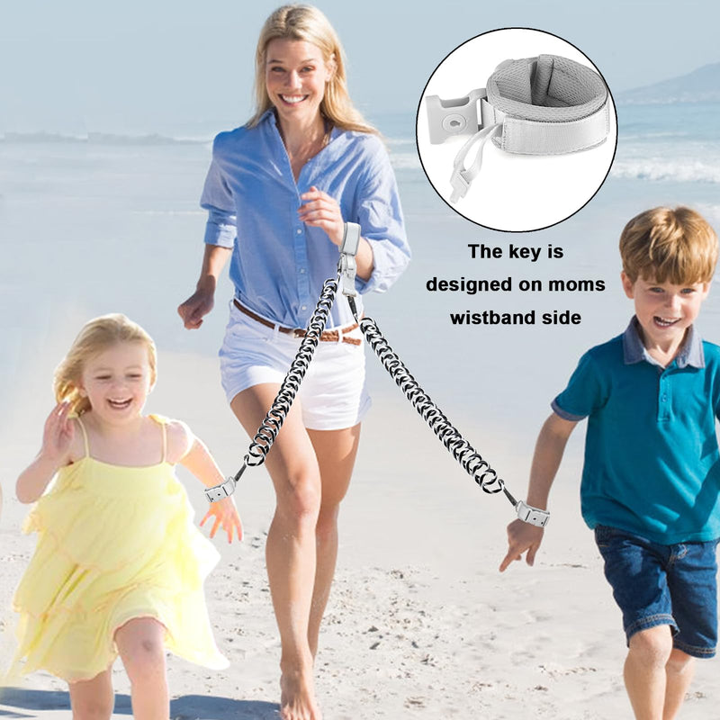 [Australia] - Accmor 2 in 1 Toddler Leash with Magnetic Lock, Kids Anti Lost Wrist Link 2 Packs Keep Twins Close, Reflective Child Walking Harnesses for Baby Boys Girls for Outdoor Black, Black 