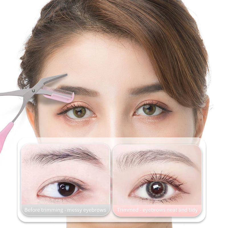 [Australia] - Pack of 3 eyebrow scissors for women, women's trimmer, children, men, girls, comb, razor set, hair trimmer with comb, women's series eyebrow hair trimmer attachments, for trimming eyebrows 