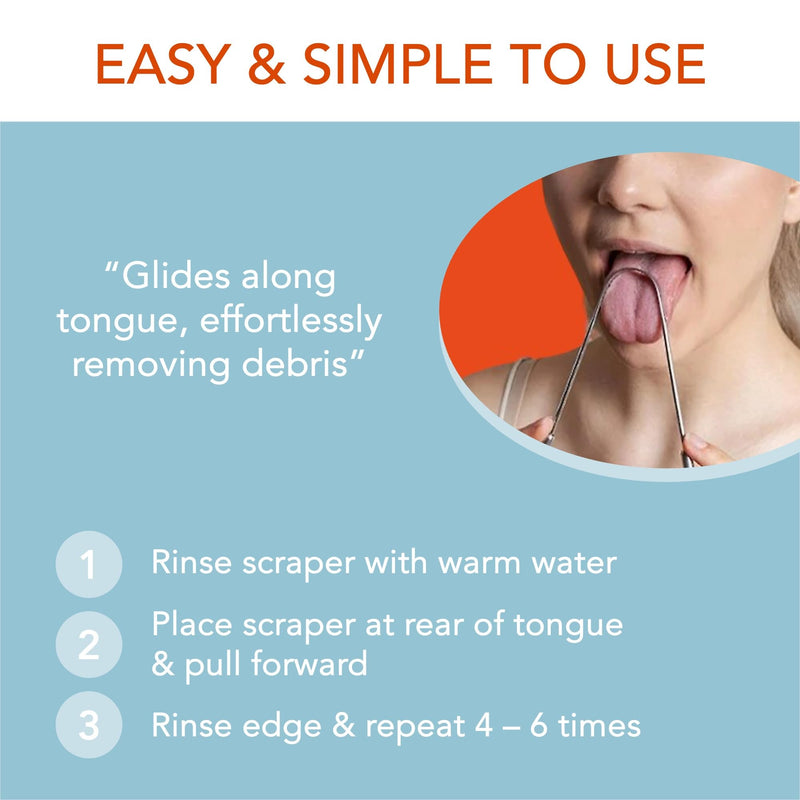 [Australia] - Tongue Scraper 100% Stainless Steel ‚Ä¢ Premium Tongue Cleaner ‚Ä¢ Improve Oral Health ‚Ä¢ Freshen Breath (1 Count) 1 Count 