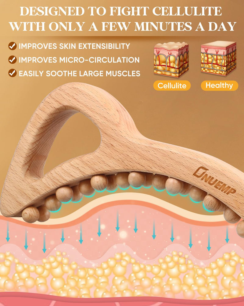 [Australia] - ONUEMP Wood Therapy Massage Tools, Cellulite Massager Body Slim Brush, Maderoterapia Kit Colombiana for Lymphatic Drainage, Body Sculpting, Myofascial Release, Deep Tissue 