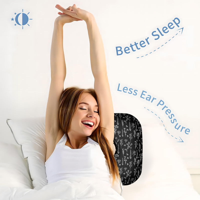 Ear Piercing Pillow for Side Sleepers, Pillow with an Ear Hole for CNH and Ear Pain Ear Inflammation Pressure Sores, O-Shaped Side Sleeping Pillow, Cow Texture Ear Guard Pillow Black/White Flowers One Size