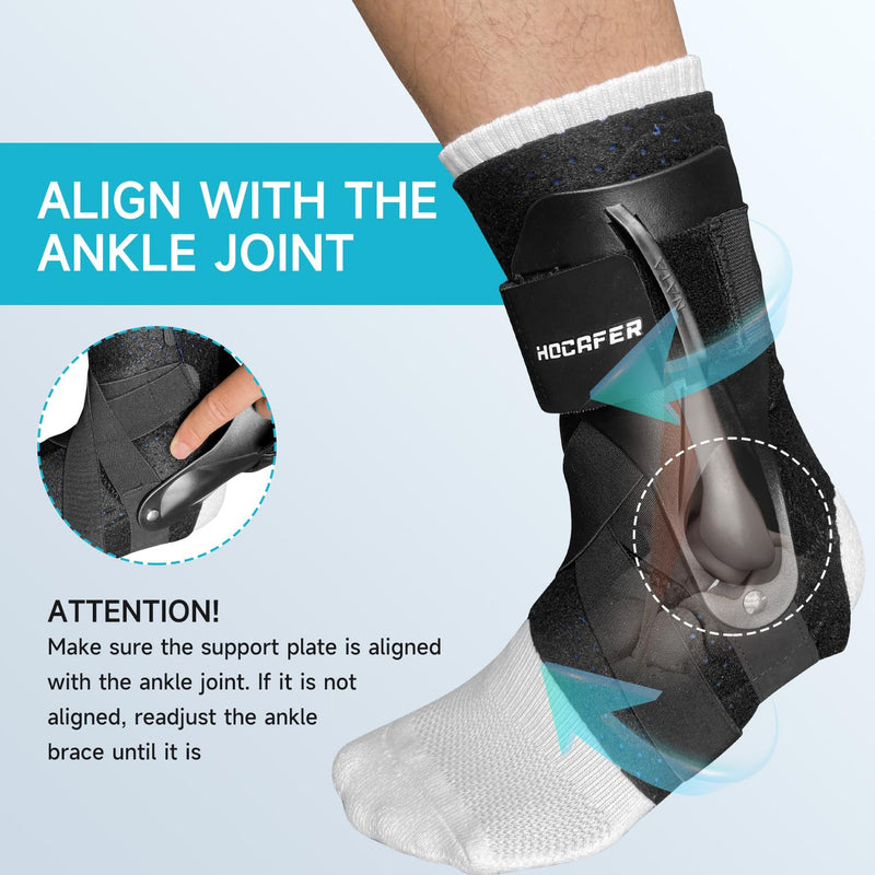 Right Ankle Brace for Women & Men - Ankle Support Sprained Ankle Brace for Achilles,Tendon,Sprain,Injury Recovery,Ankle Support Brace for Running, Basketball, Football (Black,M,Right) M Right