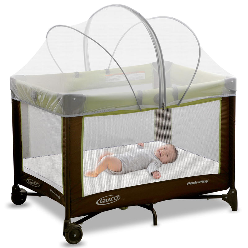 [Australia] - Pack N Play Tent Cover - Bassinet Cover for Pack N Play/Travel Crib/Mini Crib/Playpen, Bassinet Mosquito Net Cover with Two-Way Zippers (White-Large) White-large 