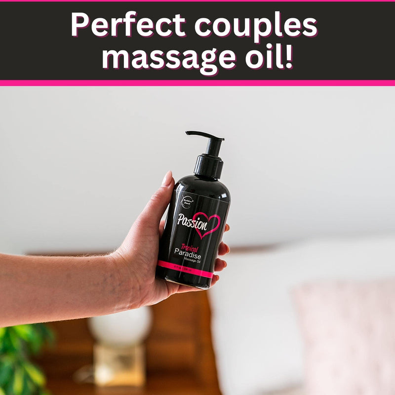 [Australia] - Passion Sensual Massage Oil for Couples | 100% Natural Body Massage Oil for Date Night with Jojoba Oil | Relaxing Massage Oil for Massage Therapy | Perfect Glide & Smooth Skin, Tropical Paradise Scent 