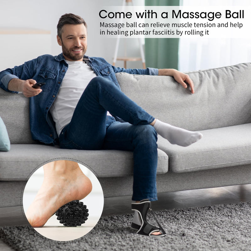 [Australia] - Plantar fasciitis bandage with massage ball: heel spur bandage, foot bandage, plantar fasciitis night splint to relieve foot pain from plantar fasciitis, Achilles tendonitis 