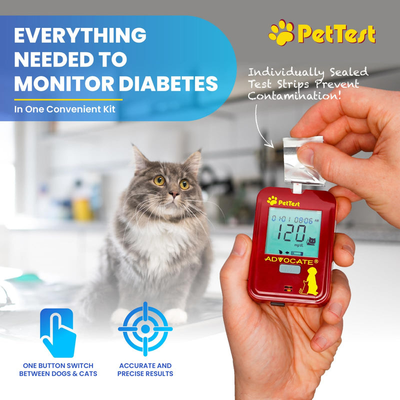 PetTest Expert Glucose Monitoring Kit for Dogs & Cats, Diabetic Pet Blood Sugar Check Gear, Includes Classic Meter, 25 Test Strips, Lancing Device, 25 Lancets, Soft Carrying Case, and More Classic Meter Expert Kit