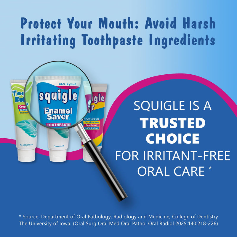 [Australia] - Squigle Enamel Saver Toothpaste (Canker Sore Prevention & Treatment) Prevents Cavities, Perioral Dermatitis, Bad Breath, Chapped Lips - 4 Pack 