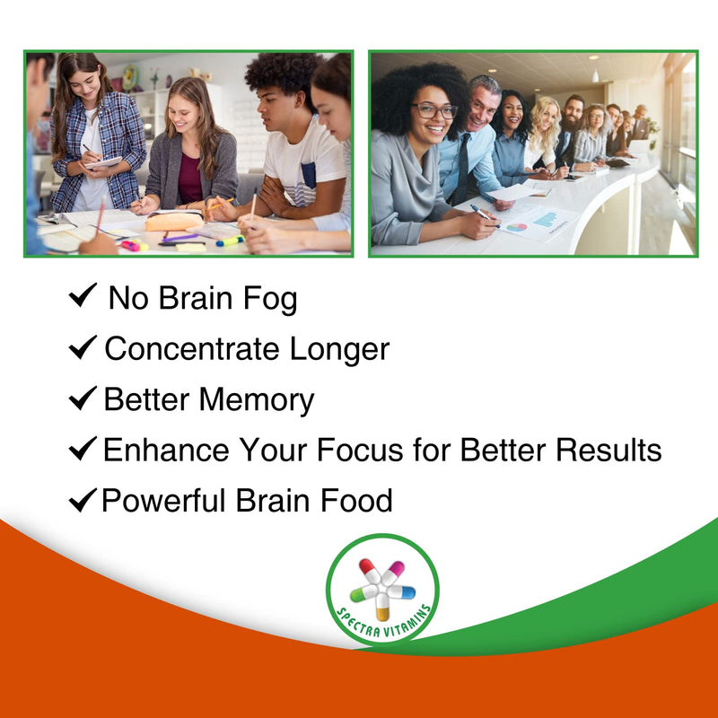 Brain Power, 60 Capsules, for Men & Women | Supports Focus, Nootropics, Improves Memory, Alertness, Ginkgo Biloba, Gotu Kola
