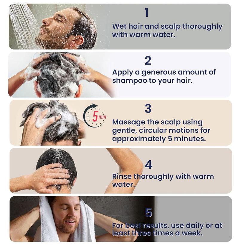 Uttse Biotin Hair Growth Shampoo for Men: Natural Thickening Shampoo with Tea Tree Oil Ginseng Mint for Hair Loss and Thinning Hair - 10.1 fl.oz, Dark Blue