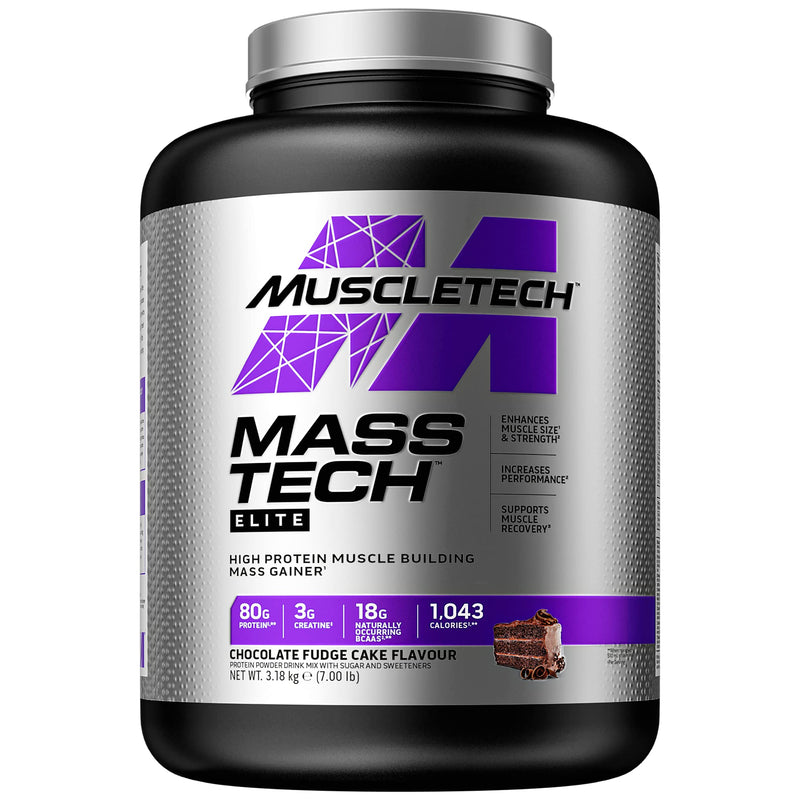 [Australia] - MuscleTech MassTech Elite Protein Powder, Builds Muscle Size and Strength, Whey Isolate Mass Protein Powder with 3g Creatine, 80g Protein, 18g BCAA, 14 Servings, 3.2kg Chocolate 