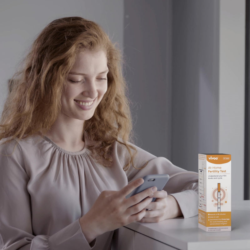 Vivoo FSH Fertility & Menopause Test — At-Home Ovarian Reserve and Perimenopause Hormone Test for Women | 10 FSH Test Strips + 10 Cups | 5-Min Results | Free App Tracking