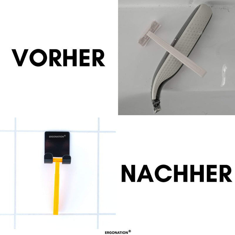 [Australia] - Ergonation Self-Adhesive Stainless Steel Razor Holder for Bathroom, Shower and Bath | Waterproof Holder/Wall Hook for Razors, Towels, Keys, Umbrellas, Cables (Silver, 1) Silver 