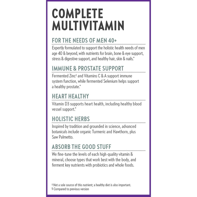 New Chapter One Daily Every Man's Multivitamin 40+ - Offers Eyesight, Immune System & Cellular Energy Support* - Contains Vitamin C, Saw Palmetto & More - Gluten Free & Vegetarian - 72 Tablets 72 Count (Pack of 1)