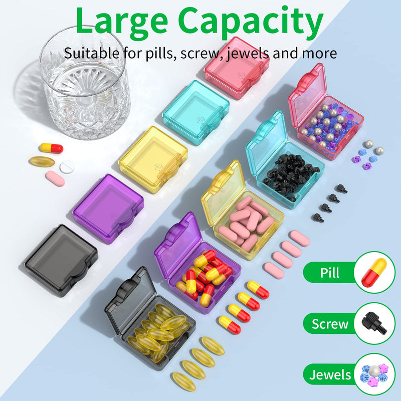 Cute Small Travel Pill Box, Urekt 10 pcs Mini Pocket Pill Organizer Daily Single Pill Containers Portable Medicine Holder for Purse Vitamin Fish Oil Supplements 10 pack
